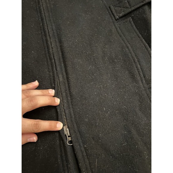 Eddie Bauer Petite Black Wool Blend Hooded Zip Front Coat Size S - Picture 5 of 14